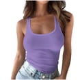 thumbnail image 2 of Jsaierl Women Spaghetti Strap U Neck Ribbed Tanks Tops Solid Color Slim Fit Vests Basic Sleeveless Yoga Shirts, 2 of 6