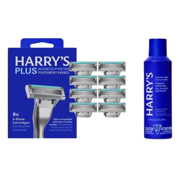 Harry's Plus 8ct Blades + 6.7 oz Foaming Shave Gel