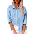 thumbnail image 1 of Timegard Chemises à Manches Longues pour Femmes Grande Taille en Coton et Lin Hauts Légers Automne Décontracté Blouse Ample, 1 of 8