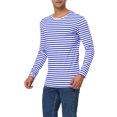 thumbnail image 4 of INSPIRE CHIC T-Shirt pour Homme à Rayures Col Rond Manches Longues Chandail Haut 42 Rayure Bleue, 4 of 7
