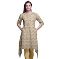 thumbnail image 1 of Bimba Kurta Orange pour Femmes et Horloge Ethnique Imprimée Asymétrique Hauts d'Été pour Femmes XSmall, 1 of 6