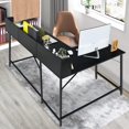 thumbnail image 3 of Giantex L-shaped Computer Desk w/Hutch, Space-saving Corner Computer Workstation, Industrial Gaming Table for Home Office Study Room, Black, 3 of 8