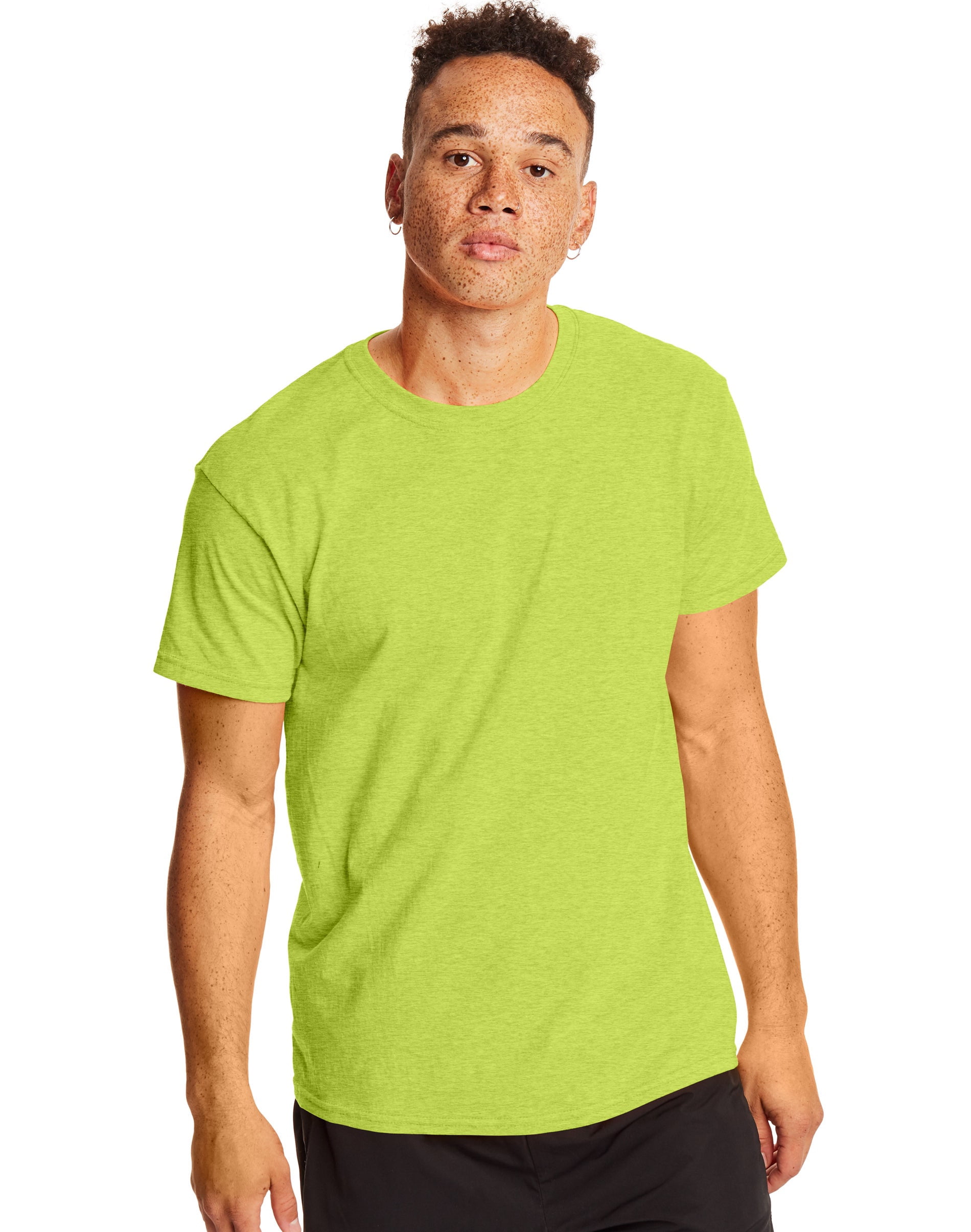 Hanes Mens X-Temp Crewneck Short-Sleeve T-Shirt 2-Pack, 3XL, Neon Lemon Heather