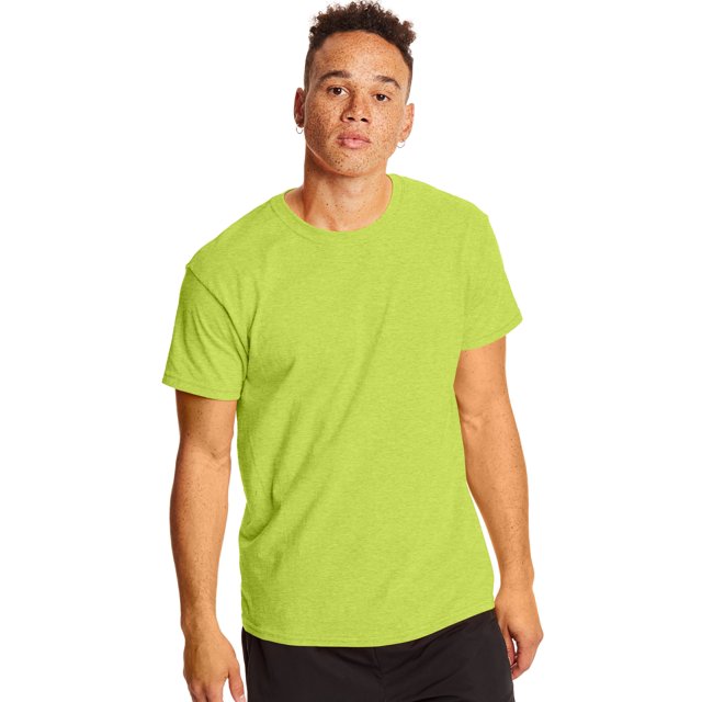 Hanes T-Shirt à Manches Courtes Col Rond X-Temp pour Hommes Lot de 2, 3TG, Néon Citron Chiné