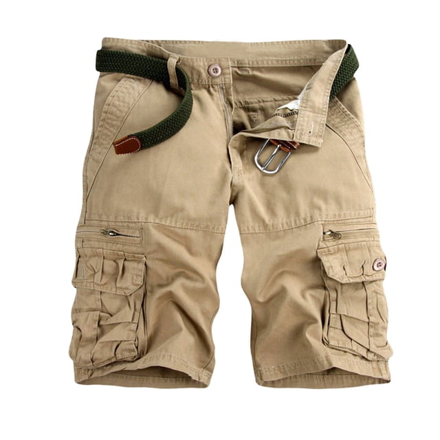 DPTALR Men's Casual Pure Color Outdoors Pocket Beach Work Trouser Cargo Shorts Pant