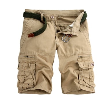 DPTALR Men's Casual Pure Color Outdoors Pocket Beach Work Trouser Cargo Shorts Pant