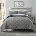 thumbnail image 1 of JML Ensemble de Couette Très Grand Size 3 Pcs - 480GSM Texture Froissée Design Carré, Gris, 1 of 5