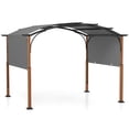 thumbnail image 1 of Costway Pergola Extérieure Rétractable 10 x 12 Pi avec Auvent Rétractable Poteaux Aspect Bois Gris, 1 of 10