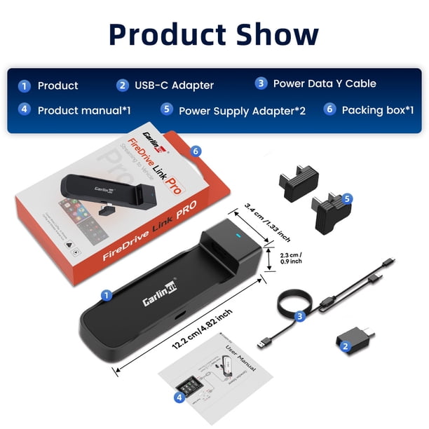Upgrade Version)CarlinKit Car TV Mate PRO, 3-in-1 HDMI Input for