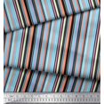 thumbnail image 2 of Soimoi Blue Modal Satin Fabric Vertical Stripe Print Fabric by Yard 42 Inch Wide, 2 of 5