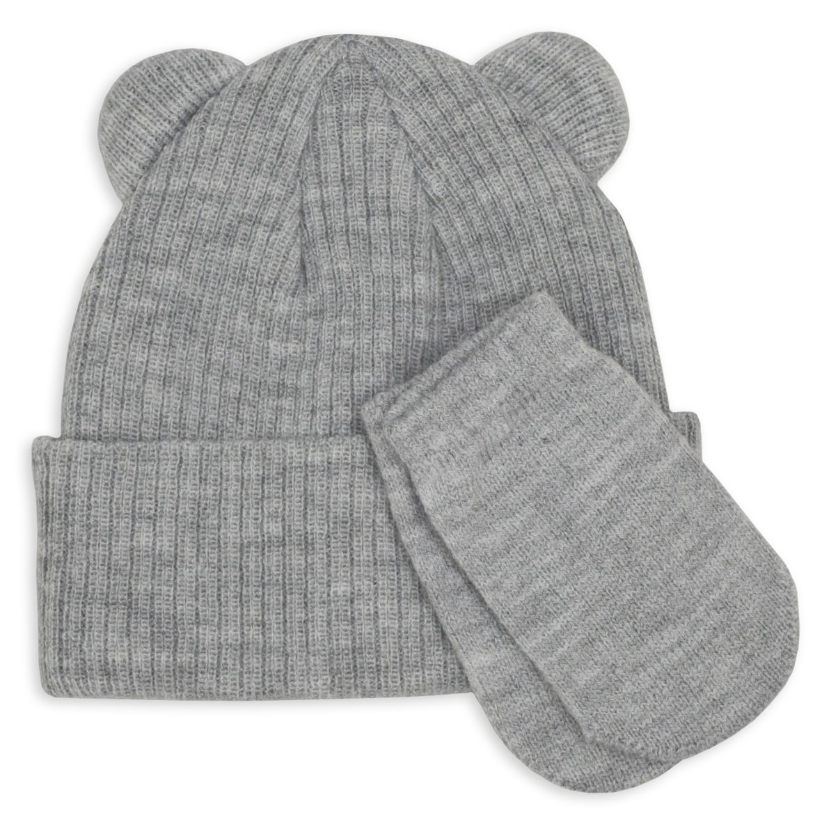 Hot Paws Newborn's Bear Ear Hat Set 6-12M