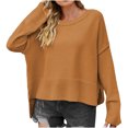 thumbnail image 1 of FAIWAD Women's Ribbed Knitted Pullover Tunic Tops Loose Lantern Sleeve Round Neck Solid Color Blouses Top, 1 of 4