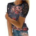thumbnail image 2 of TopLLC Women's Plus Size Tops Short Sleeve Crewneck T Shirt Loose Fit Lace Stitching Shirts Solid Hollow Out Ruffle Tunic Tops, 2 of 5