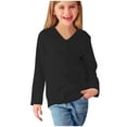 thumbnail image 4 of vdgthytj Toddler Boys Girls Long Sleeve T-Shirts Kids V Neck Solid Color Color Basic Tops Fall Spring Outfit Blouse, 4 of 5