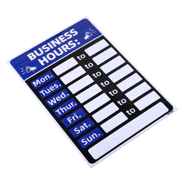 Unique Bargains Business Hour Sign PVC Self Adhesive Operation Hour Sticker Blue