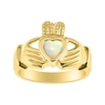 thumbnail image 1 of RYLOS Rings Gold Plated Silver Claddah Love, Loyalty & Friendship Heart 6MM Gem Irish Wedding Band Claddagh Rings October Opal Jewelry Size 6, 1 of 7