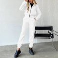 thumbnail image 2 of Cathalem Women's Pant Suit Set for Work Side Slit Drawstring Wide Leg Pants Set Jumpsuits,White L, 2 of 5