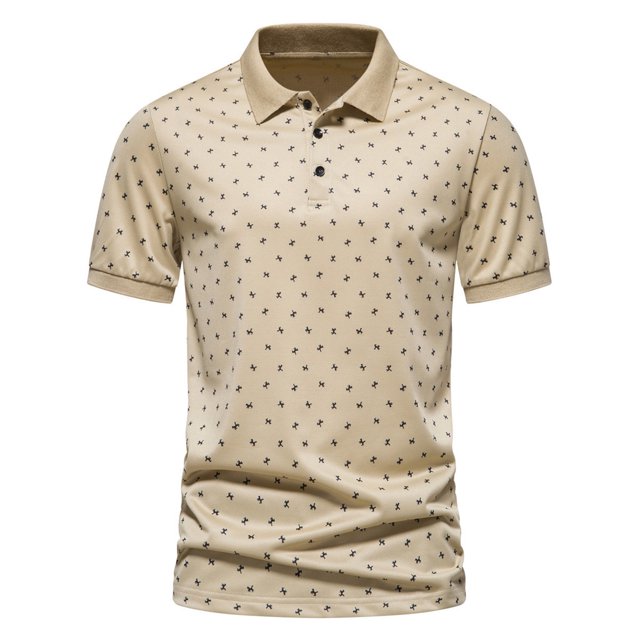RKSTN Polos pour Hommes à Imprimé Boutons Coupe Ajustée Col Rabattu Chemises Manches Courtes Mode Décontractée Blouse Hauts