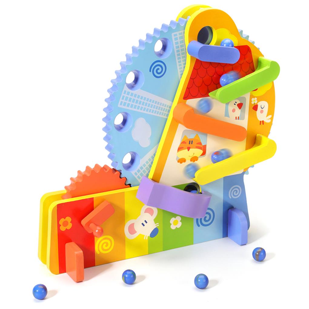 Wweixi Wooden Ball Ferris Wheel Building Blocks Wooden Building Blocks Set Parent-Child Interactive Toy for Kids