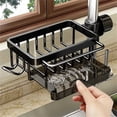thumbnail image 5 of A Left Side Kitchen Sink Dish Drying Rack Over Faucet No Drilling Stainless Steel Drain Board For Dishes Sponges Utensils Organizer Under Sink Storage Solution For Kitchen Countertop, 5 of 5