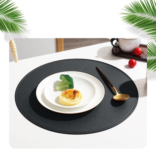 LSLJS Napperon Rond en Cuir, Couleur Unie, Napperons en Faux Cuir, Tapis à Café, Tapis de Table de Cuisine, Napperons de Table de Cuisine Faciles à Nettoyer, Napperons