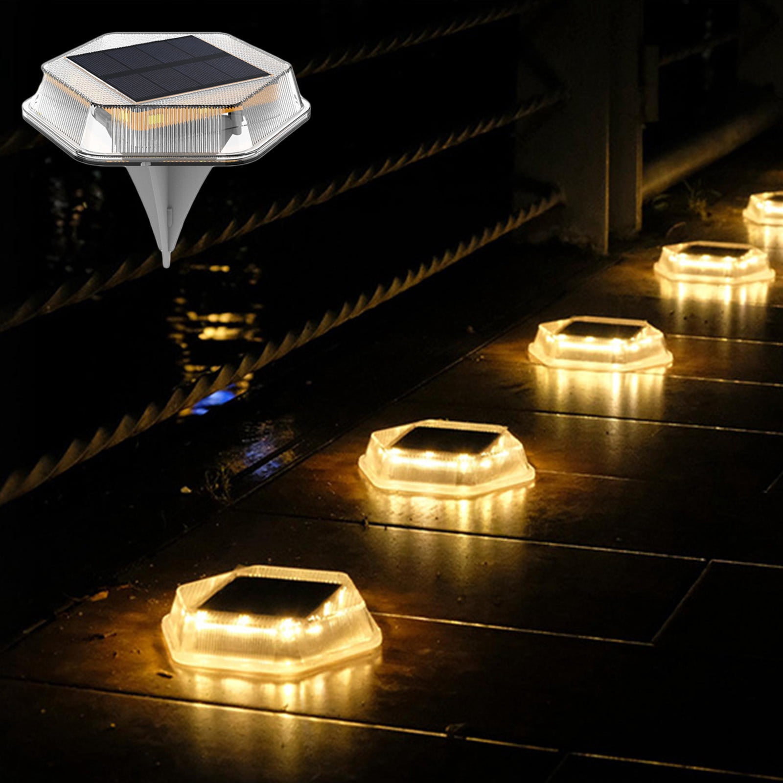 Dvkptbk Solar Lights Solar Underground Lights Outdoor Patio Decorative Stair Steps Lights Plastic High Transmittance High Brightness Lights Home Appliances