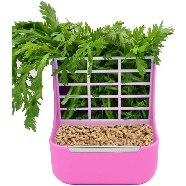Rabbit Feeders Hay Food Bin Feeder, Grass and Food Double Use Rabbit Feeder,Hay Feeders Supply for Rabbit Guinea Pig Chinchilla