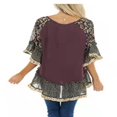 thumbnail image 4 of Women 3/4 Sleeve Solid Floral Hem Leopard Print Blouse Loose Top, 4 of 5