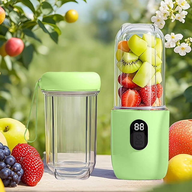 600ml USB Charging Portable Juicer Cup, High-End Household Blender with Smart Protection System, Powerful Motor for Smoothies Shakes Baby Food Office Outdoor Travel, Green