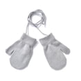 thumbnail image 3 of Gray Gloves Mittens Children Winter Warm Solid Knitted Cute with String Gloves, 3 of 3