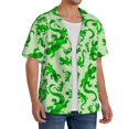 thumbnail image 2 of Balery Green Lizard Men's Casual Button Down Shirt Short Sleeve Textured Summer Cuban Beach Shirts-Medium, 2 of 5
