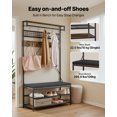 thumbnail image 4 of VEVOR Hall Tree, 72 in Coat Rack with Shoe Bench, 2-Tier Freestanding Shoe Rack Storage Organizer with Hooks, Hanging Rod and Wire Shelf, Steel Frame Entrance Coat Holder for Entry, Bedroom, Closet, 4 of 9