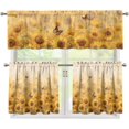 thumbnail image 1 of 3PCS Fall Kitchen Window Curtain Set with 36" Length Tiers and Valance Heart Rod Pocket Cafe Curtains Fall Sunflower Butterfly Window Curtains Treatment,Fall Home Collection, 1 of 5
