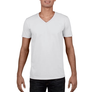 Gildan T-Shirt à Col en V Softstyle pour Hommes, G, Blanc
