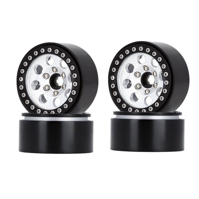Graflsoa 4pcs 2.2" Aluminum Alloy Climbing Car Wheel Rims, 8-Hole Design, Black & Silver Finish, Hexagon Length 12mm