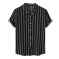 thumbnail image 1 of BOBOGOJP Button Down Shirt Men Short-Sleeve Regular-fit Stretch Poplin Shirt,Black M, 1 of 3