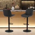 thumbnail image 2 of Furniture Swivel Bar Stools Set of 2, Bar Chairs Adjustable Height Bounded Leather Counter Height Barstools and Sturdy Metal Handel Kitchen Island Stool Black, 2 of 2