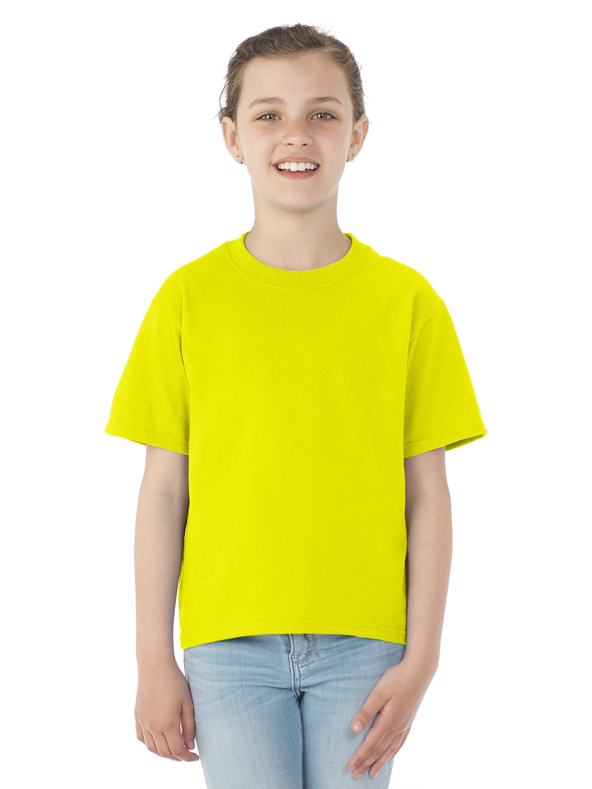 Jerzees Youth DRI-POWER Active Short Sleeve Crew T-Shirt, XS, Neon Yellow