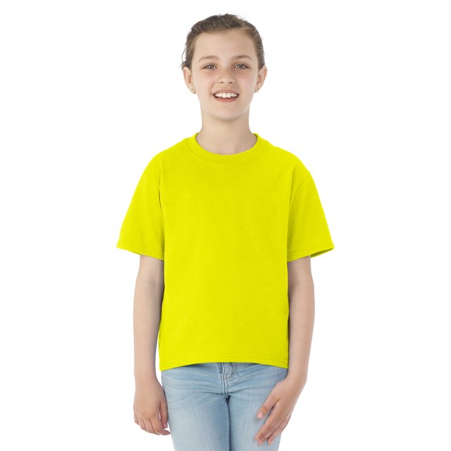 Jerzees Youth DRI-POWER Active Short Sleeve Crew T-Shirt, S, Neon Yellow