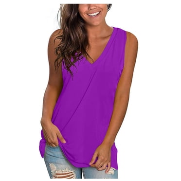 Tank Top For Women,Fashion Women New Style Solid Color Vest Blouses Summer Casual Sleeveless V Neck Ladies Tops Pullover
