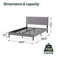 thumbnail image 3 of Mainstays Upholstered Queen Platform Bed Frame with Square Stitch Height Adjustable Headboard, Grey, 3 of 9