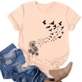 thumbnail image 1 of XZNGL T-Shirts Graphiques pour Femmes Mode Femmes T-Shirts Fantaisie Imprimés Pissenlit Coupe Ample Col Rond Manches Courtes Blouses Été Décontracté Hauts pour Dames, 1 of 4