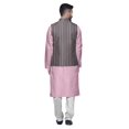 thumbnail image 3 of Atasi Kurta Pyjama Traditionnel Uni à Col Mandarin avec Ensemble de Veste Imprimée, 3 of 3