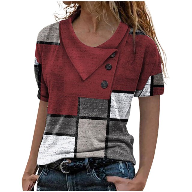 Pompotops Pull à Manches Courtes pour Femme Casual T-Shirt Top