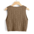 thumbnail image 3 of Women's Sweater Vest V Neck Cable Knit Sleeveless Loose Fit Solid Color Pullover Top S-M-L, 3 of 3