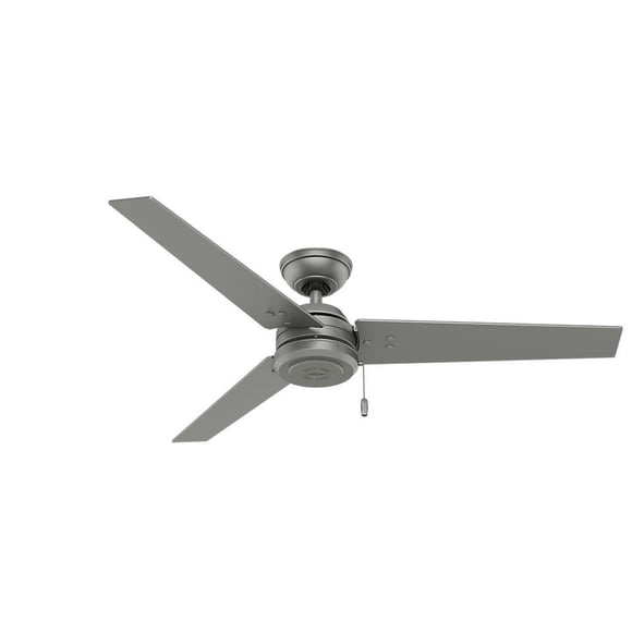 Hunter Cassius 52" Indoor & Outdoor Ceiling Fan with Pull Chain, Matte Silver