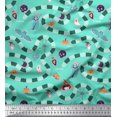 thumbnail image 1 of Soimoi Crepe Silk Fabric Spider Web,Bat & Ghost Halloween Printed Fabric 1 Yard 42 Inch Wide, 1 of 3