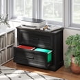 thumbnail image 2 of HOMCOM Lateral File Cabinet with 2 Drawers, Farmhouse Filing Cabinet, Black, 2 of 10