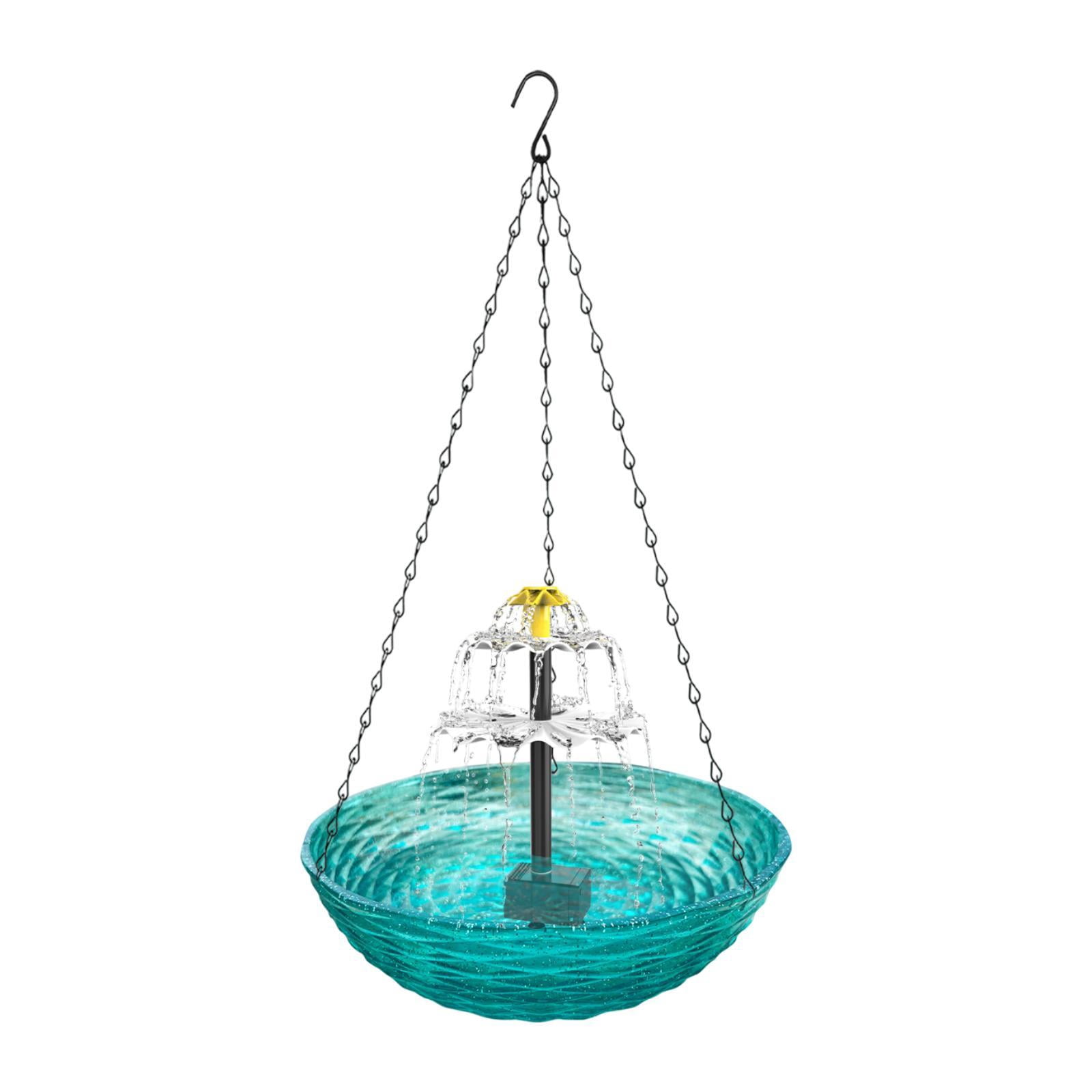Almencla Solar Bird Bath Large Decoration Hanging Bird Bath for Backyard Lawn Outdoor Blue