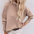 thumbnail image 4 of Yuyuzo Womens Sweater Long Sleeve Pullover Turtleneck Tops with Button Cuff Winter Fall Casual Solid Color Sweaters, 4 of 6